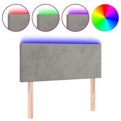 vidaXL Tête de Lit à LED Meuble de Chambre à Coucher Accessoire de Lit Simple Tête de Cadre de Lit Intérieur Gris Clair 3121368