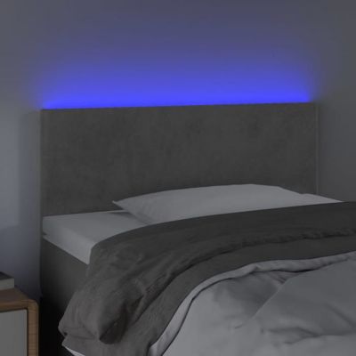 vidaXL Tête de Lit à LED Meuble de Chambre à Coucher Accessoire de Lit Simple Tête de Cadre de Lit Intérieur Gris Clair 3121368