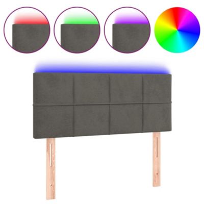 vidaXL Tête de Lit à LED Meuble de Chambre à Coucher Accessoire de Lit Simple Tête de Cadre de Lit Intérieur Gris Foncé 3121643