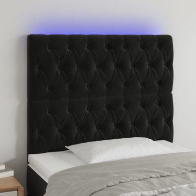 vidaXL Tête de Lit à LED Meuble de Chambre à Coucher Accessoire de Lit Simple Tête de Cadre de Lit Intérieur Noir 3122798