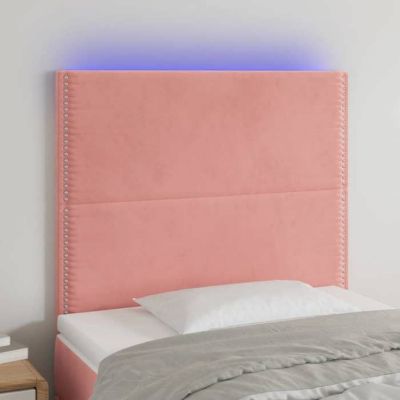 vidaXL Tête de Lit à LED Meuble de Chambre à Coucher Accessoire de Lit Simple Tête de Cadre de Lit Intérieur Rose 3122325