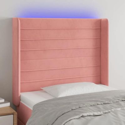 vidaXL Tête de Lit à LED Meuble de Chambre à Coucher Accessoire de Lit Simple Tête de Cadre de Lit Intérieur Rose 3124235