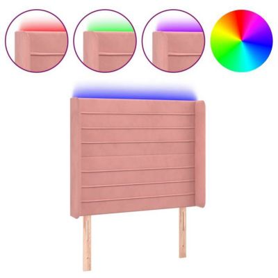 vidaXL Tête de Lit à LED Meuble de Chambre à Coucher Accessoire de Lit Simple Tête de Cadre de Lit Intérieur Rose 3124235