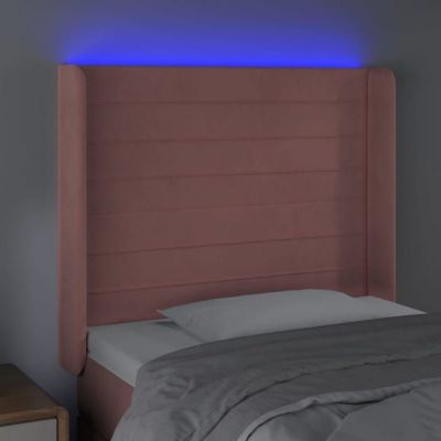 vidaXL Tête de Lit à LED Meuble de Chambre à Coucher Accessoire de Lit Simple Tête de Cadre de Lit Intérieur Rose 3124235