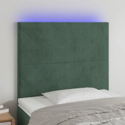 vidaXL Tête de Lit à LED Meuble de Chambre à Coucher Accessoire de Lit Simple Tête de Cadre de Lit Intérieur Vert Foncé 3122183