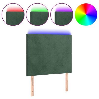 vidaXL Tête de Lit à LED Meuble de Chambre à Coucher Accessoire de Lit Simple Tête de Cadre de Lit Intérieur Vert Foncé 3122183