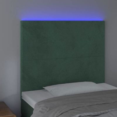 vidaXL Tête de Lit à LED Meuble de Chambre à Coucher Accessoire de Lit Simple Tête de Cadre de Lit Intérieur Vert Foncé 3122183