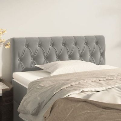 vidaXL Tête de Lit Meuble de Chambre à Coucher Accessoire de Lit Simple Tête de Cadre de Lit Intérieur Gris Clair 90x7x78/88 34632