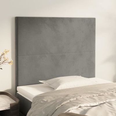 Têtes De Lit Double VidaXL 2 Pièces - Gris Clair, Tissu Polyester, Hauteur Réglable 78-88 Cm, Pieds En Bois - Pour Chambre à Coucher - 11