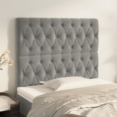 Têtes De Lit Double VidaXL 2 Pièces - Gris Clair, Tissu Polyester, Hauteur Réglable 78-88 Cm, Pieds En Bois - Pour Chambre à Coucher - 9