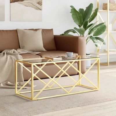 vidaXL Table basse 110x45x45 cm acier inoxydable et verre 349962