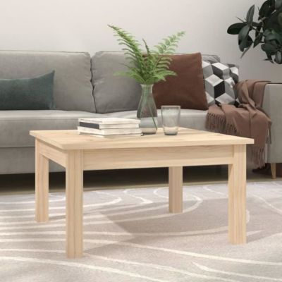 HUA - Tables - Table basse Blanc 80x50x35 cm Bois massif de pin