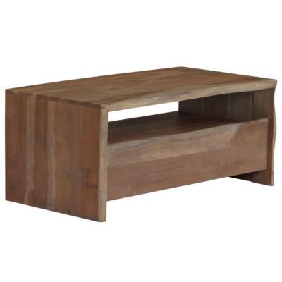 vidaXL Table basse Acacia massif Bord assorti 90 x 50 x 40 cm Gris