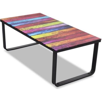 vidaXL Table basse avec impression d'arc-en-ciel Dessus en verre