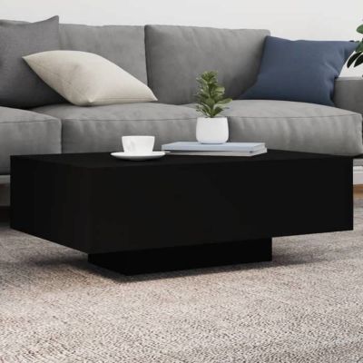 vidaXL Table Basse avec Lumières LED, Table d'Appoint, Bout de Canapé, Meuble de Salon Salle de Séjour, Moderne, Noir Bois 836610