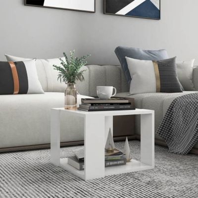 vidaXL Table basse Blanc 40x40x30 cm Bois d'ingénierie 806310