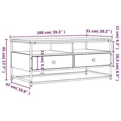 vidaXL Table basse chêne fumé 100x51x45 cm bois d'ingénierie 835286