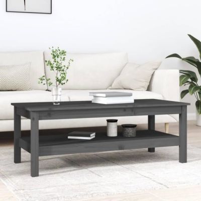 vidaXL Table basse Gris 110x50x40 cm Bois massif de pin 814276