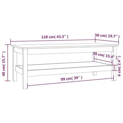 vidaXL Table basse Gris 110x50x40 cm Bois massif de pin 814276
