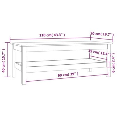 vidaXL Table basse Gris 110x50x40 cm Bois massif de pin 814276