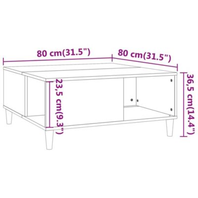 vidaXL Table basse gris béton 80x80x36,5 cm bois d'ingénierie 821096