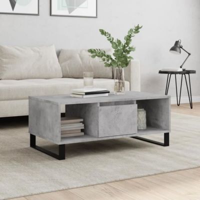 vidaXL Table basse Gris béton 90x50x36,5 cm Bois d'ingénierie 830600
