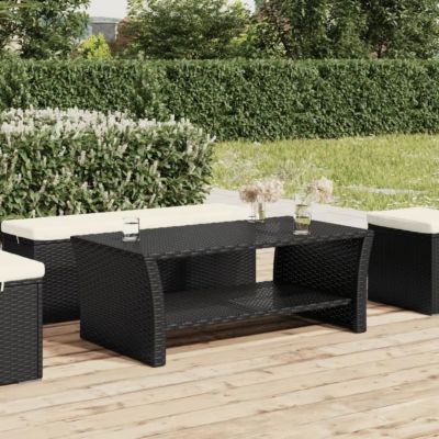 vidaXL Table basse noir 100x50x40 cm résine tressée 319390