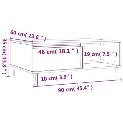 vidaXL Table basse sonoma gris 90x60x35 cm bois d'ingénierie 827058