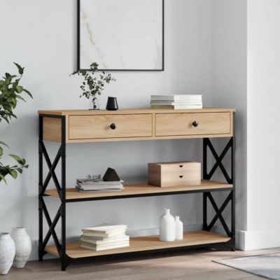 vidaXL Table console chêne sonoma 100x28x75 cm bois d'ingénierie 834191