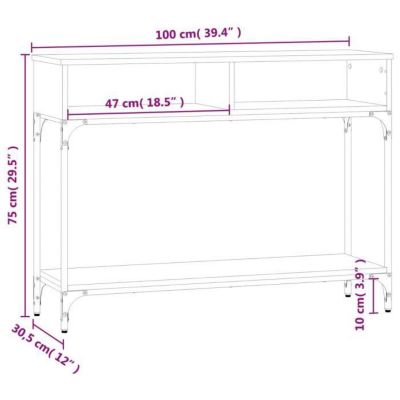 vidaXL Table console sonoma gris 100x30,5x75 cm bois d'ingénierie 833391