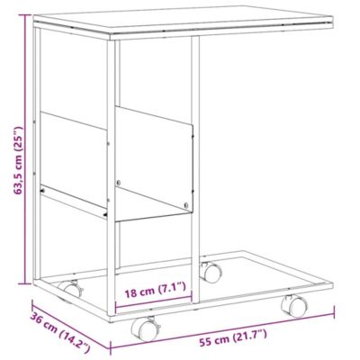 vidaXL Table d'appoint et roues Blanc 55x36x63,5 cm Bois d'ingénierie 343110