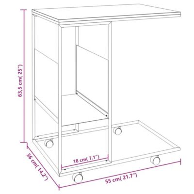 vidaXL Table d'appoint et roues Blanc 55x36x63,5 cm Bois d'ingénierie 343110