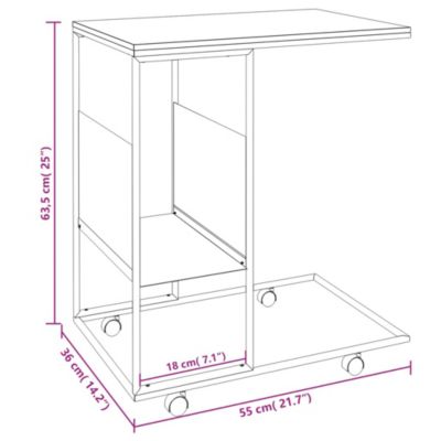 vidaXL Table d'appoint et roues Blanc 55x36x63,5 cm Bois d'ingénierie 343110