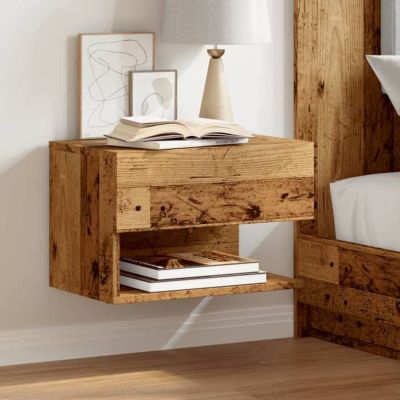 vidaXL Table de chevet murale vieux bois, armoire de chevet flottante, armoire de chevet suspendue, unité de chevet murale, 856820
