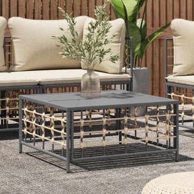 vidaXL Table de jardin anthracite 70x70x34 cm résine tressée, table basse, mobilier de patio, table de patio, mobilier de 364133