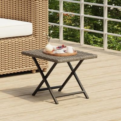 vidaXL Table pliable gris 45x35x32 cm résine tressée 362252