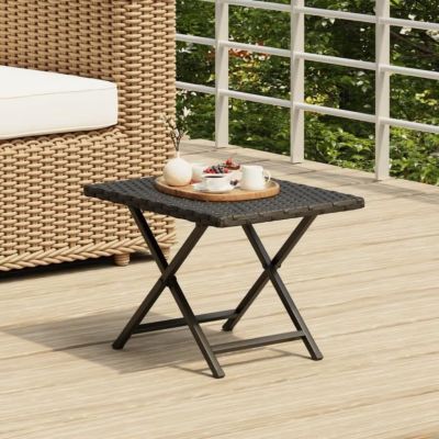 vidaXL Table pliable noir 45x35x32 cm résine tressée 362251