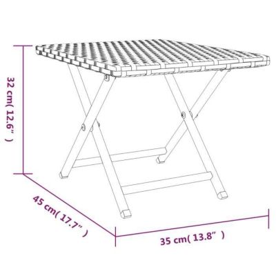 vidaXL Table pliable noir 45x35x32 cm résine tressée 362251
