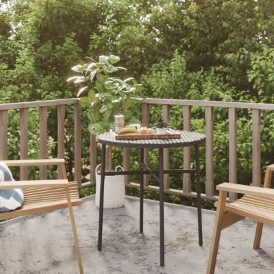 vidaXL Table à thé Noir 45 cm Résine tressée