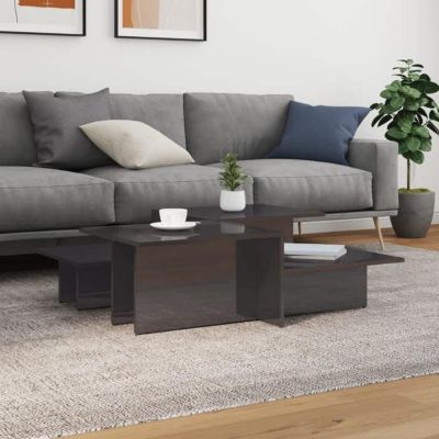 vidaXL Tables basses 2 pcs gris brillant bois d'ingénierie 3216157