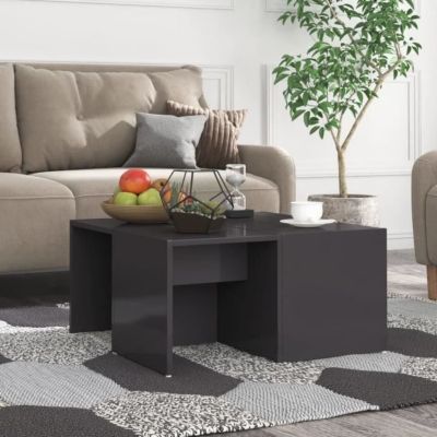 vidaXL Tables basses 4 pcs Gris brillant 33x33x33 cm Aggloméré.