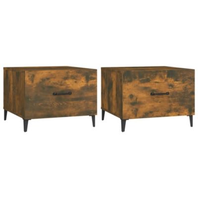 vidaXL Tables basses avec pieds en métal 2 pcs Chêne fumé 50x50x40 cm 817538