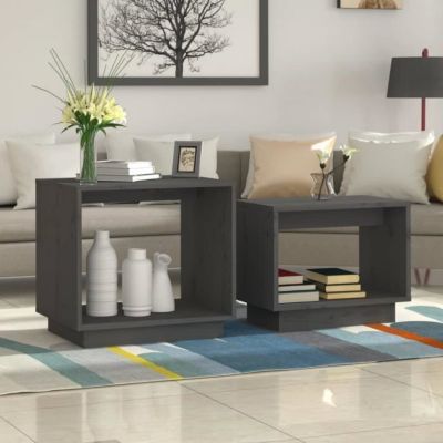 vidaXL Tables basses gigognes 2 pcs Gris Bois de pin massif