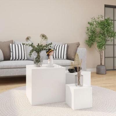 vidaXL Tables d'appoint 3 pcs Blanc Aggloméré