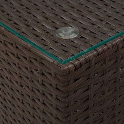 vidaXL Tables d'appoint 3 pcs et dessus en verre Marron Résine tressée