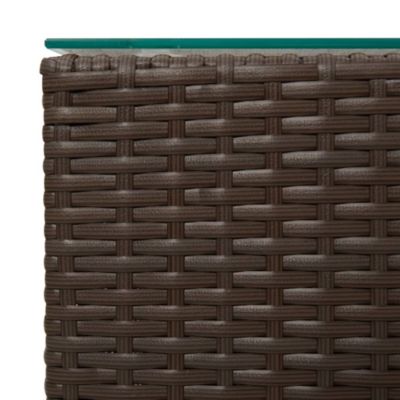 vidaXL Tables d'appoint 3 pcs et dessus en verre Marron Résine tressée