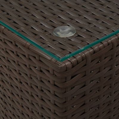vidaXL Tables d'appoint 3 pcs et dessus en verre Marron Résine tressée