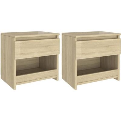 Lot De 2 Tables De Chevet 30x30x40 Cm - Chêne Sonoma, Bois D'ingénierie, 2 Tiroirs Coulissants - Pour Chambre Ou Salon - 10