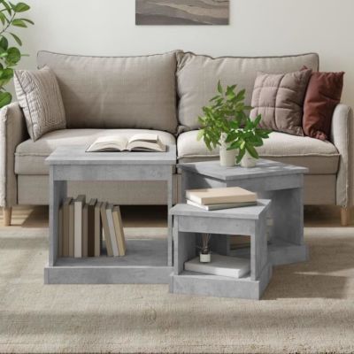 vidaXL Tables gigognes 3 pcs gris béton bois d'ingénierie 816492