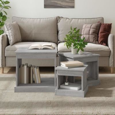 vidaXL Tables gigognes 3 pcs sonoma gris bois d'ingénierie 816494